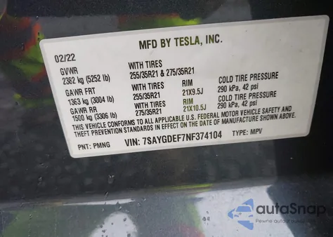 2022 Tesla Model Y Performance Dual Motor All-Wheel Drive from USA, damaged, VIN 7SAYGDEF7NF374104